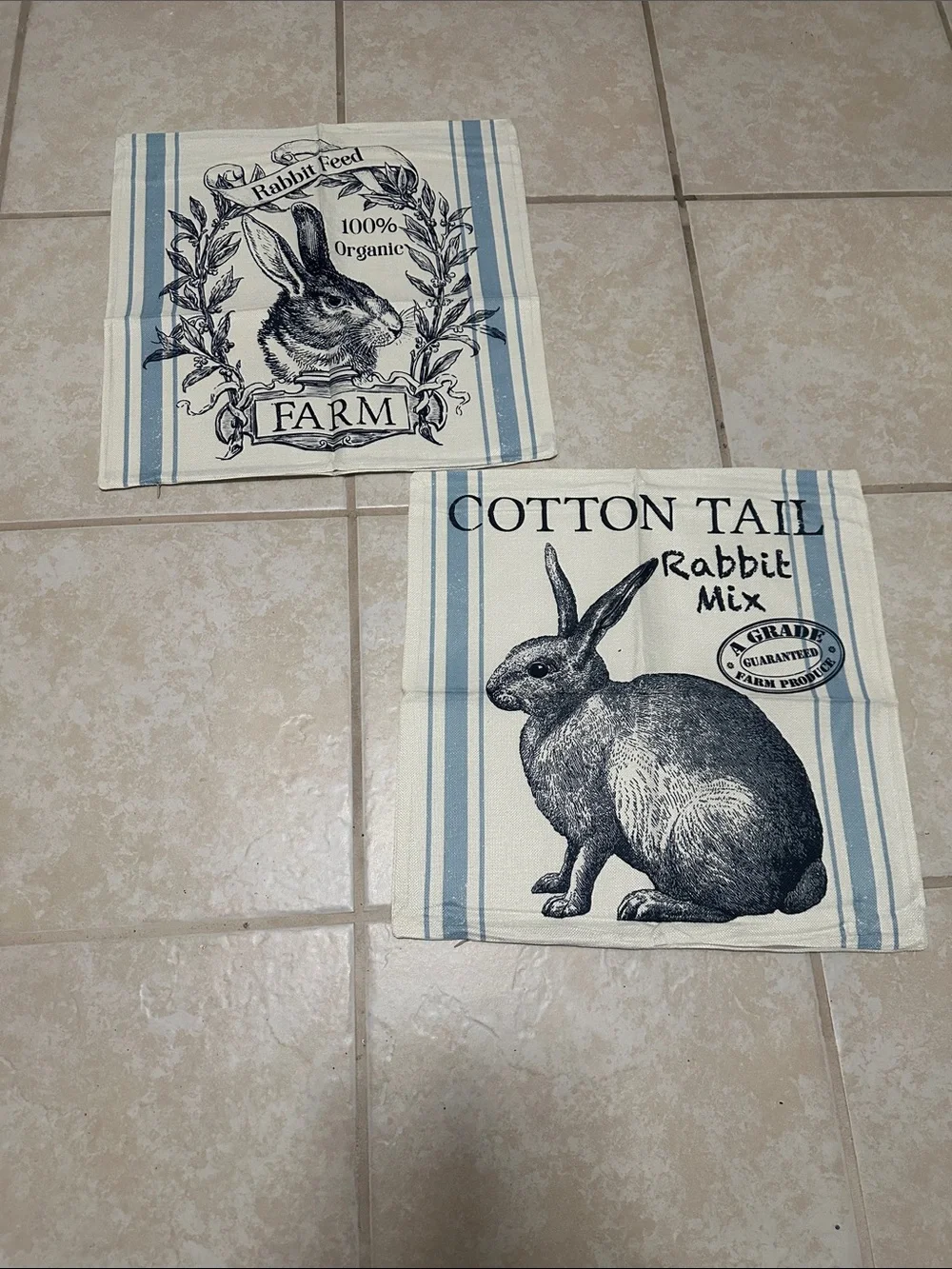 Farm Rabbit throw pillow covers set of 2 NWT